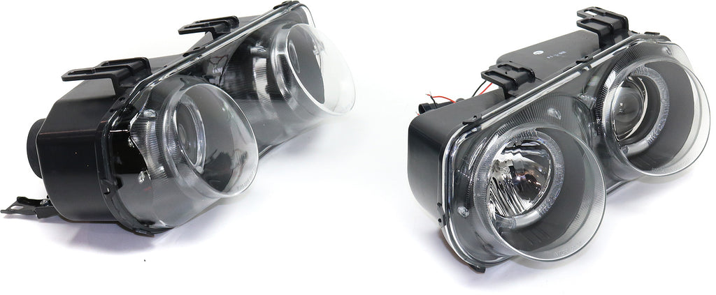 INTEGRA 94-97 HALO PROJECTOR HEAD LAMP RH AND LH, Assembly, Black Interior, Clear Lens