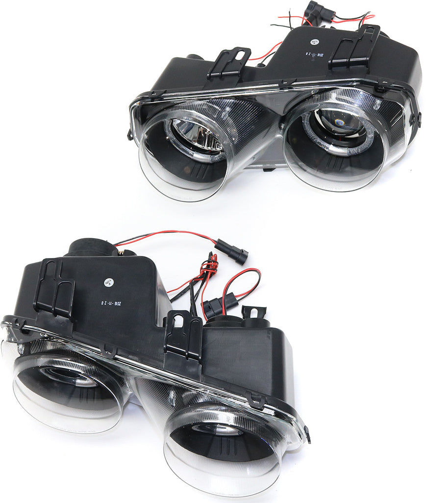 INTEGRA 94-97 HALO PROJECTOR HEAD LAMP RH AND LH, Assembly, Black Interior, Clear Lens