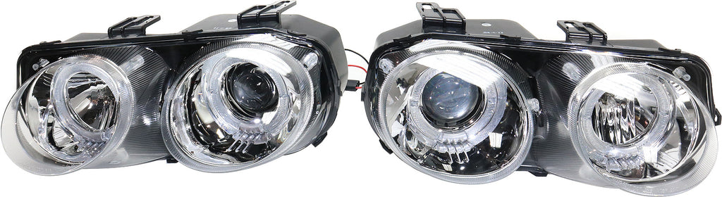 INTEGRA 98-01 HALO PROJECTOR HEAD LAMP RH AND LH, Assembly, Chrome Interior, Clear Lens