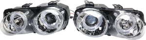 INTEGRA 98-01 HALO PROJECTOR HEAD LAMP RH AND LH, Assembly, Chrome Interior, Clear Lens
