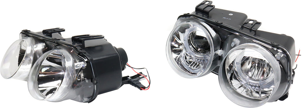INTEGRA 98-01 HALO PROJECTOR HEAD LAMP RH AND LH, Assembly, Chrome Interior, Clear Lens