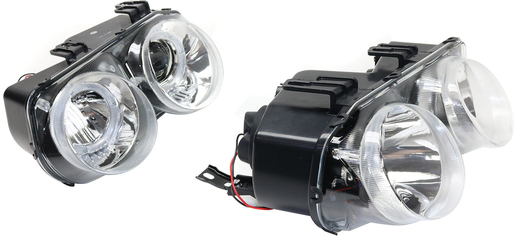 INTEGRA 98-01 HALO PROJECTOR HEAD LAMP RH AND LH, Assembly, Chrome Interior, Clear Lens