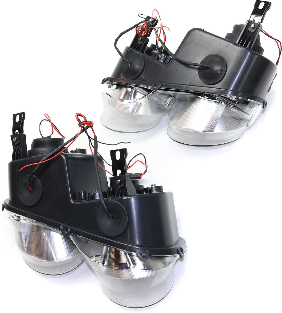 INTEGRA 98-01 HALO PROJECTOR HEAD LAMP RH AND LH, Assembly, Chrome Interior, Clear Lens