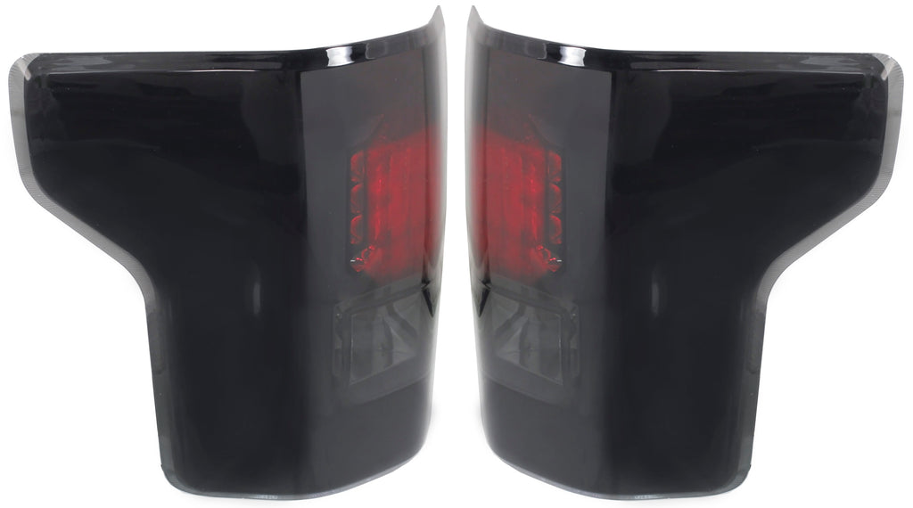 F-150 15-17 LED CLEAR TAIL LAMP RH and LH, Assembly, Black Interior, Smoked Lens, All Cab Types
