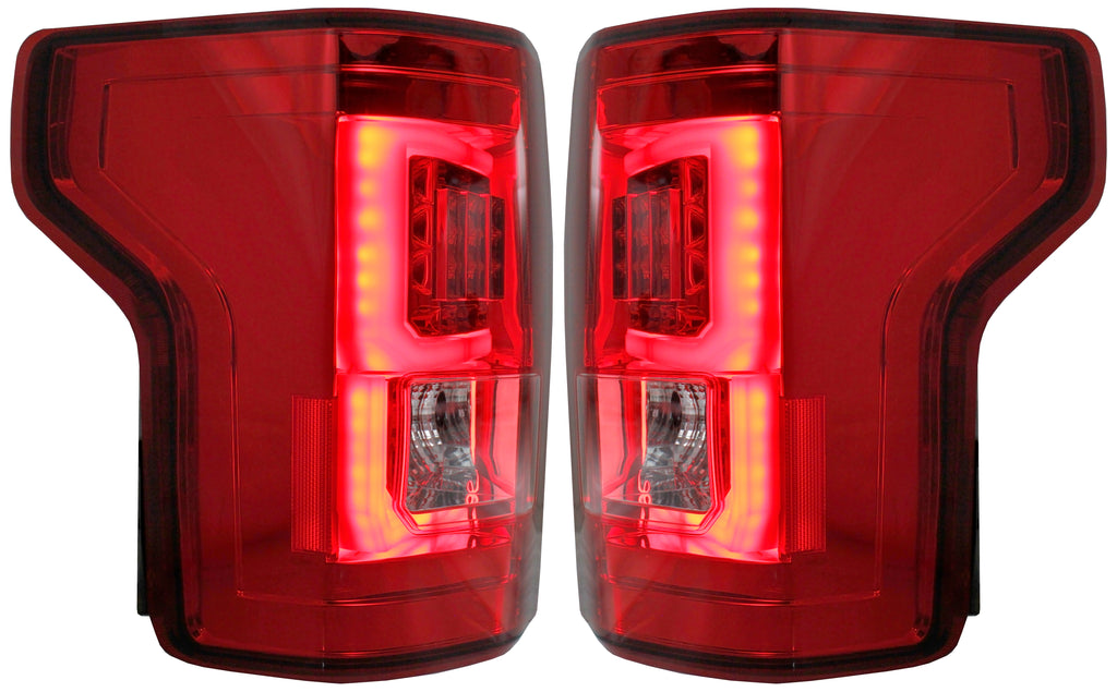 F-150 15-17 LED CLEAR TAIL LAMP RH and LH, Assembly, Chrome Interior, Red Lens, All Cab Types