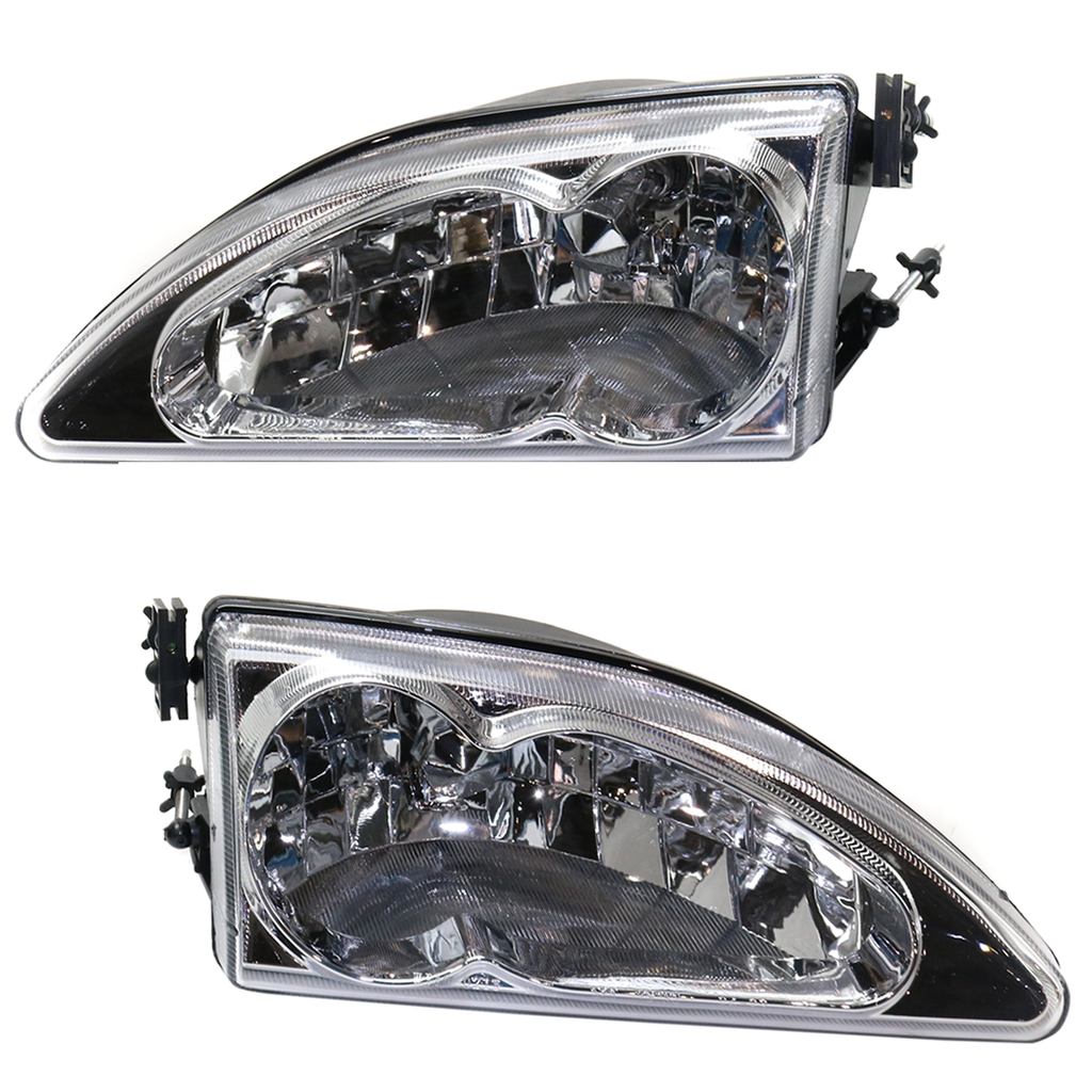 MUSTANG 94-98 HEAD LAMP RH AND LH, Lens and Housing, Halogen, Chrome Interior, Clear Lens, Cobra Models