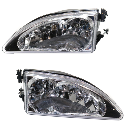 MUSTANG 94-98 HEAD LAMP RH AND LH, Lens and Housing, Halogen, Chrome Interior, Clear Lens, Cobra Models