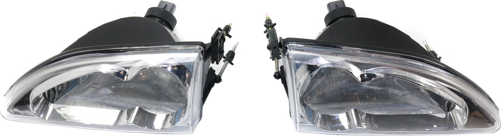 MUSTANG 94-98 HEAD LAMP RH AND LH, Lens and Housing, Halogen, Chrome Interior, Clear Lens, Cobra Models