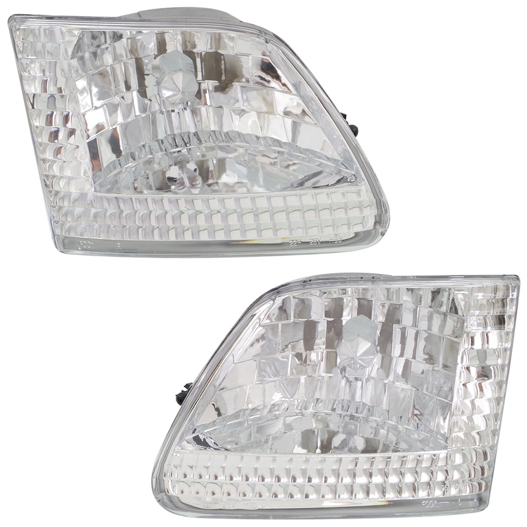 F-150/F-250 97-03 / EXPEDITION 97-02 CLEAR HEAD LAMP RH AND LH, Lens and Housing, Chrome Interior, Clear Lens