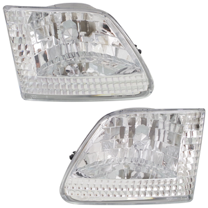 F-150/F-250 97-03 / EXPEDITION 97-02 CLEAR HEAD LAMP RH AND LH, Lens and Housing, Chrome Interior, Clear Lens