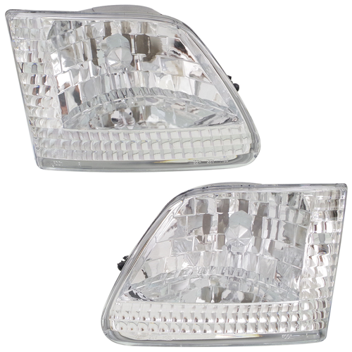 F-150/F-250 97-03 / EXPEDITION 97-02 CLEAR HEAD LAMP RH AND LH, Lens and Housing, Chrome Interior, Clear Lens