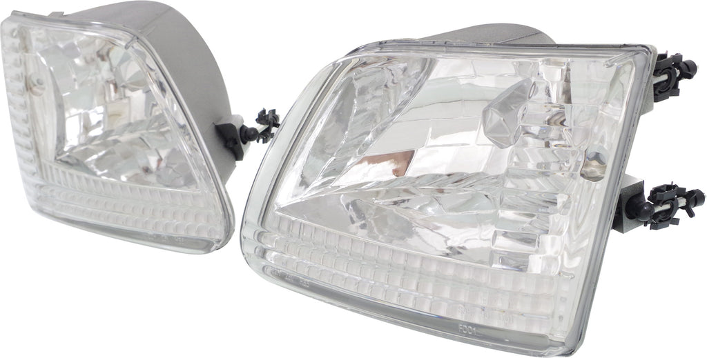 F-150/F-250 97-03 / EXPEDITION 97-02 CLEAR HEAD LAMP RH AND LH, Lens and Housing, Chrome Interior, Clear Lens