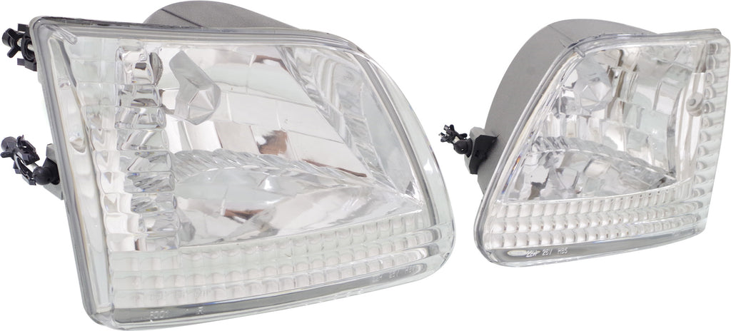 F-150/F-250 97-03 / EXPEDITION 97-02 CLEAR HEAD LAMP RH AND LH, Lens and Housing, Chrome Interior, Clear Lens