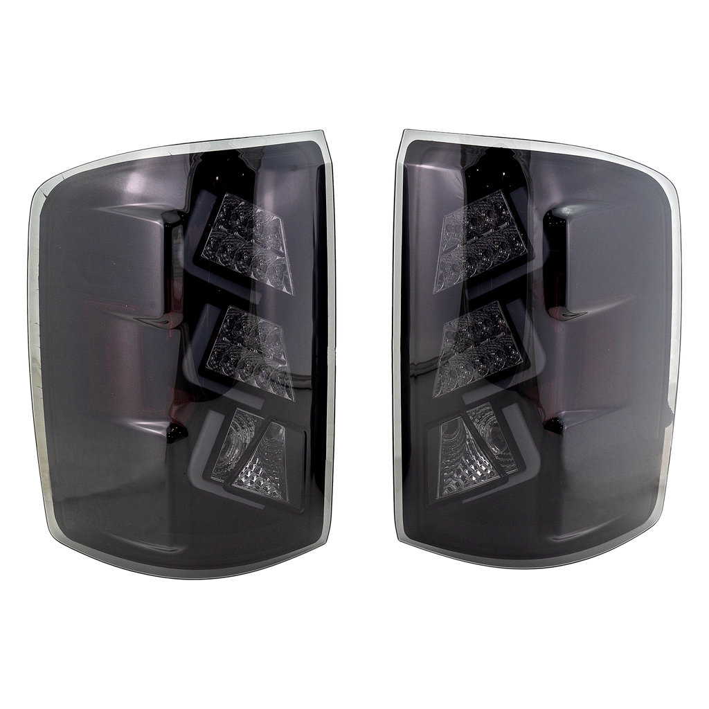 SIERRA 14-16 LED CLEAR TAIL LAMP, Lens and Housing, Set (RH and LH), Black Interior, Smoked Lens, 3rd Gen.