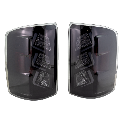 SIERRA 14-16 LED CLEAR TAIL LAMP, Lens and Housing, Set (RH and LH), Black Interior, Smoked Lens, 3rd Gen.