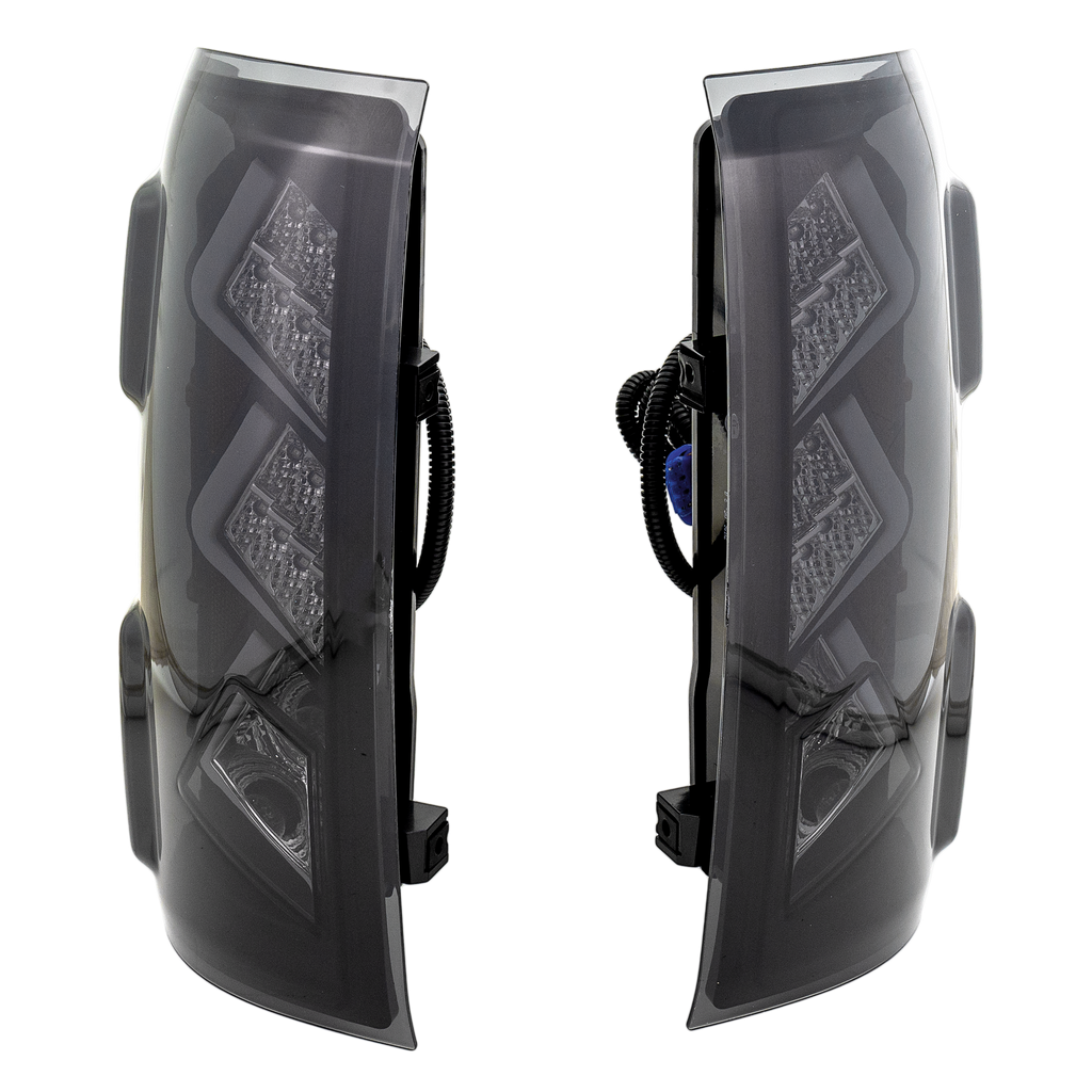 SIERRA 14-16 LED CLEAR TAIL LAMP, Lens and Housing, Set (RH and LH), Black Interior, Smoked Lens, 3rd Gen.