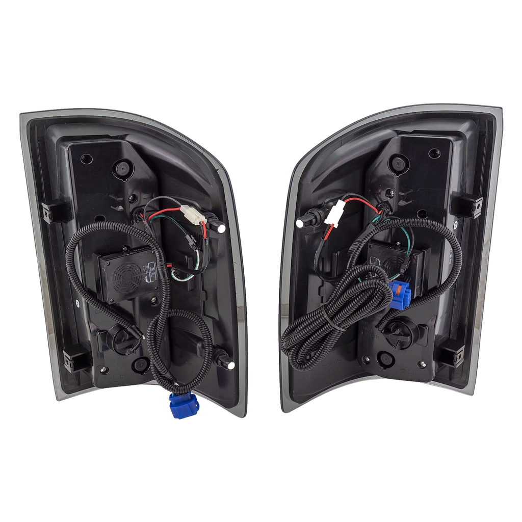 SIERRA 14-16 LED CLEAR TAIL LAMP, Lens and Housing, Set (RH and LH), Black Interior, Smoked Lens, 3rd Gen.