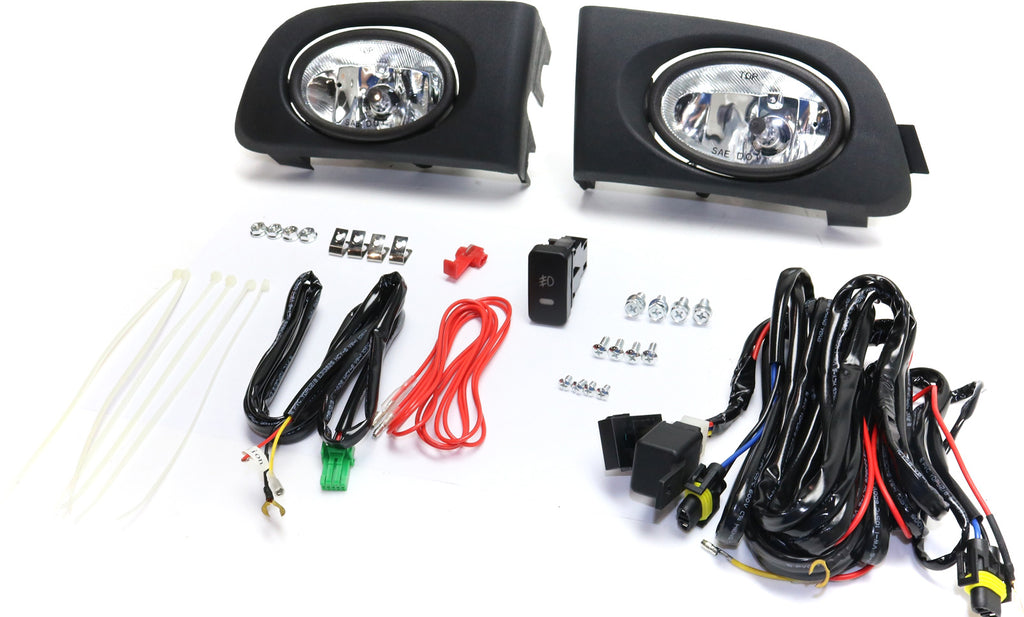 CIVIC 01-03 FRONT FOG LAMP RH AND LH, Assembly, Halogen, Clear Lens, Coupe/Sedan