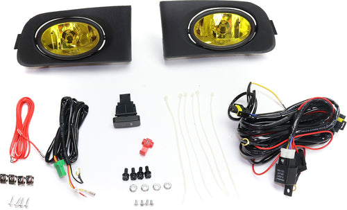 CIVIC 01-03 FRONT FOG LAMP RH AND LH, Assembly, Halogen, Yellow Lens, Coupe/Sedan