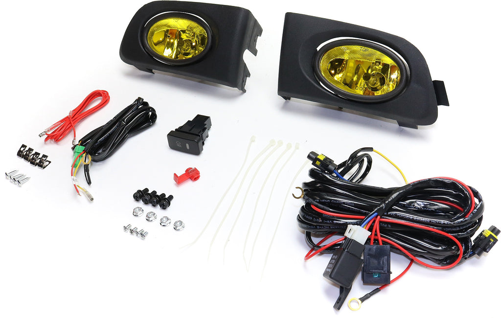 CIVIC 01-03 FRONT FOG LAMP RH AND LH, Assembly, Halogen, Yellow Lens, Coupe/Sedan