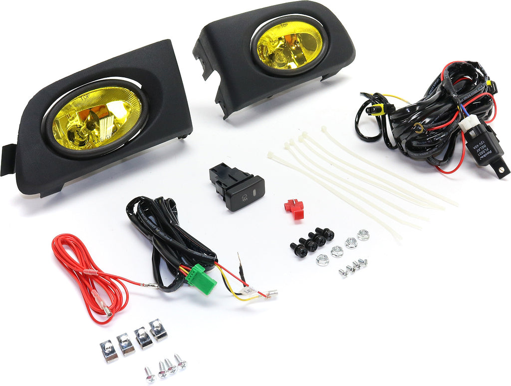 CIVIC 01-03 FRONT FOG LAMP RH AND LH, Assembly, Halogen, Yellow Lens, Coupe/Sedan