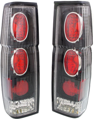 NISSAN PICKUP 95-97 / D21 86-94 CLEAR TAIL LAMP RH and LH, Lens and Housing, Black Interior, Clear Lens