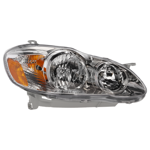 COROLLA 05-08 HEAD LAMP RH, Assembly, Halogen, CE/LE Models, Chrome Interior, USA Built Vehicle - CAPA