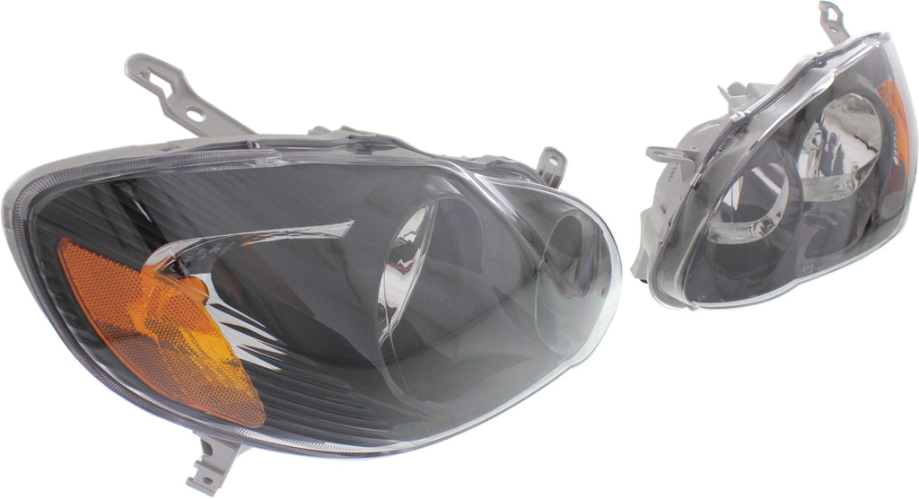 COROLLA 03-08 CLEAR HEAD LAMP RH AND LH, Assembly, Halogen, Black