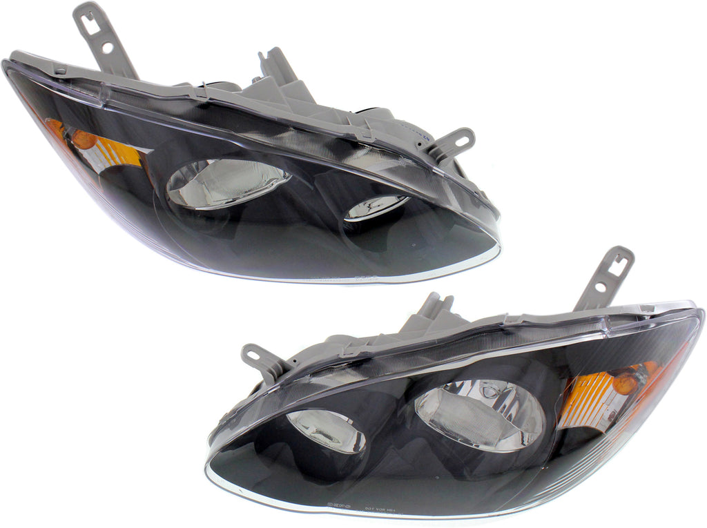 COROLLA 03-08 CLEAR HEAD LAMP RH AND LH, Assembly, Halogen, Black