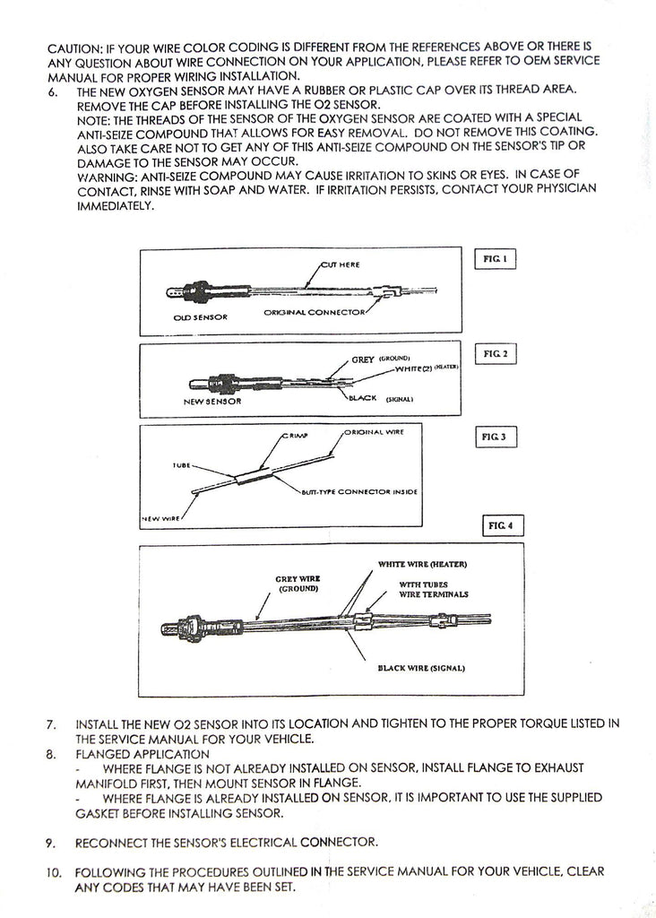 UNIVERSAL TYPE OXYGEN SENSOR, Unheated, 1-wire, 16 cm long, Includes instructions and butt type